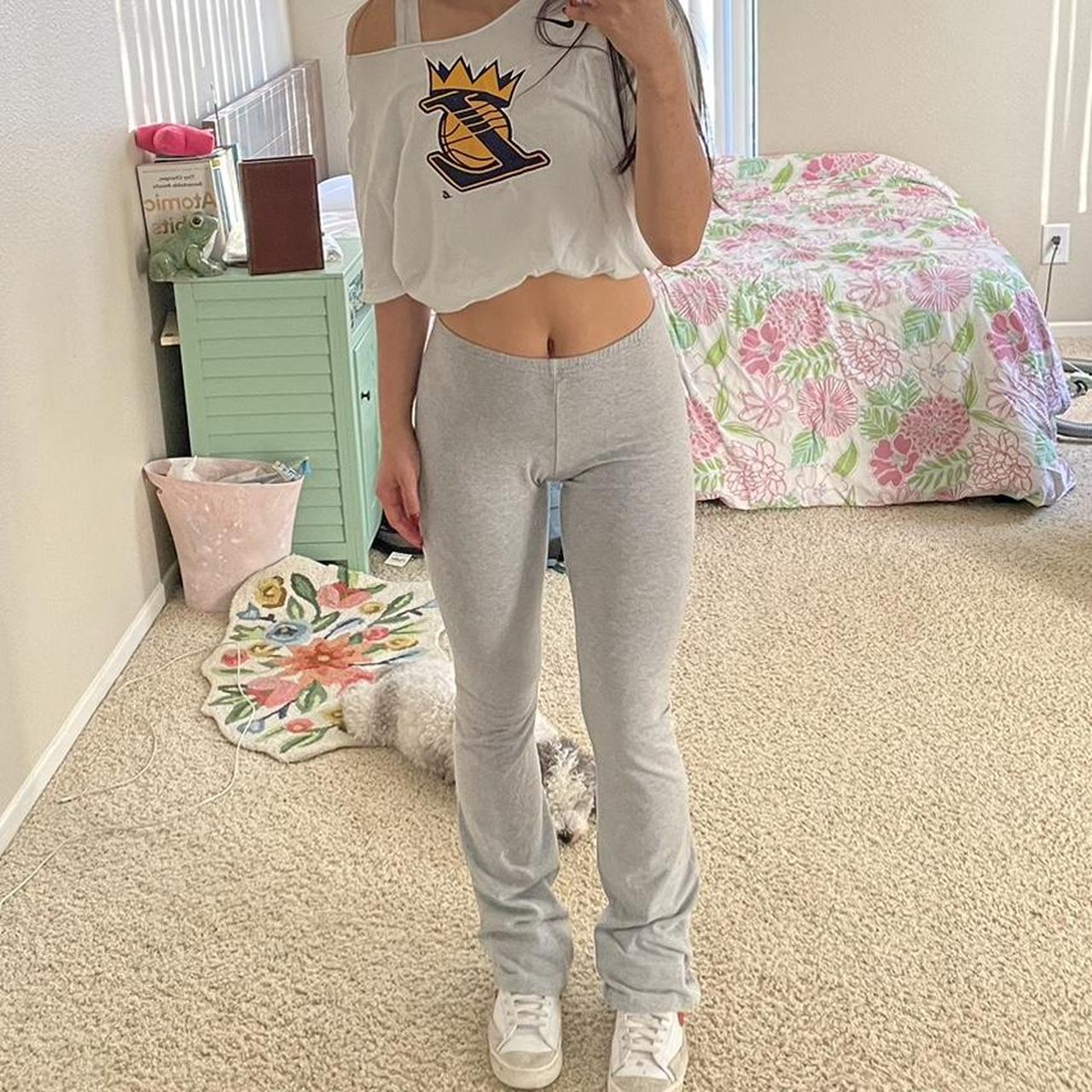 light grey brandy melville flare leggings super... Depop