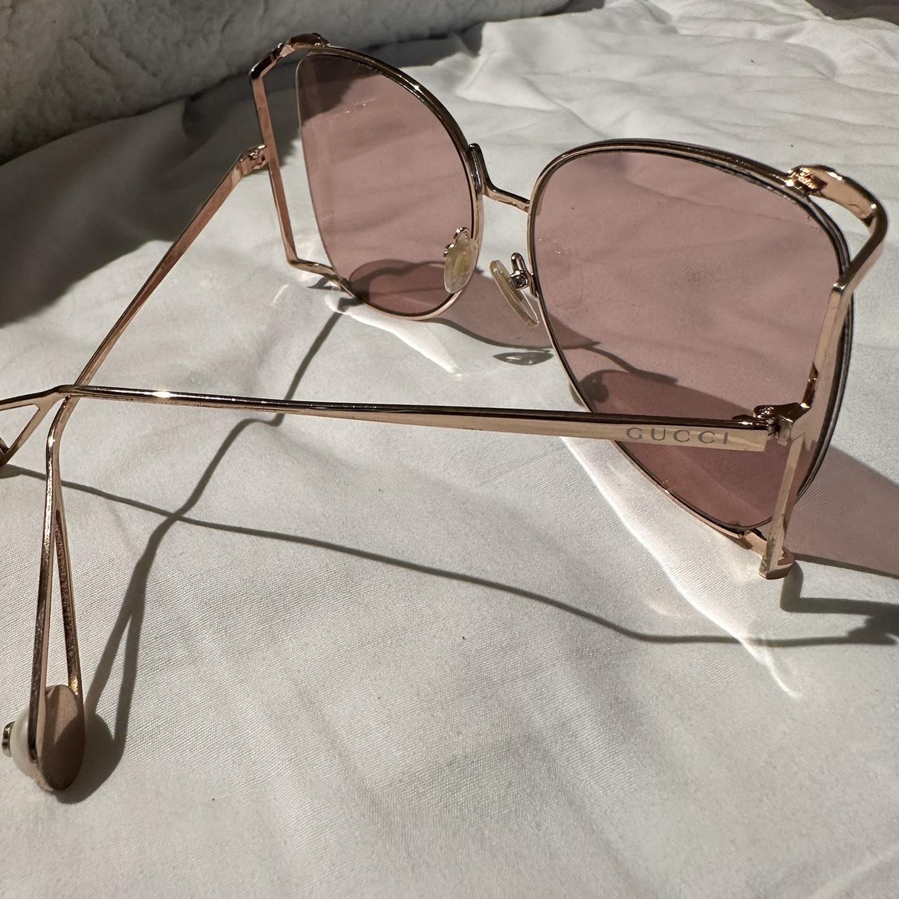 Gucci Women's Pink and Gold Sunglasses