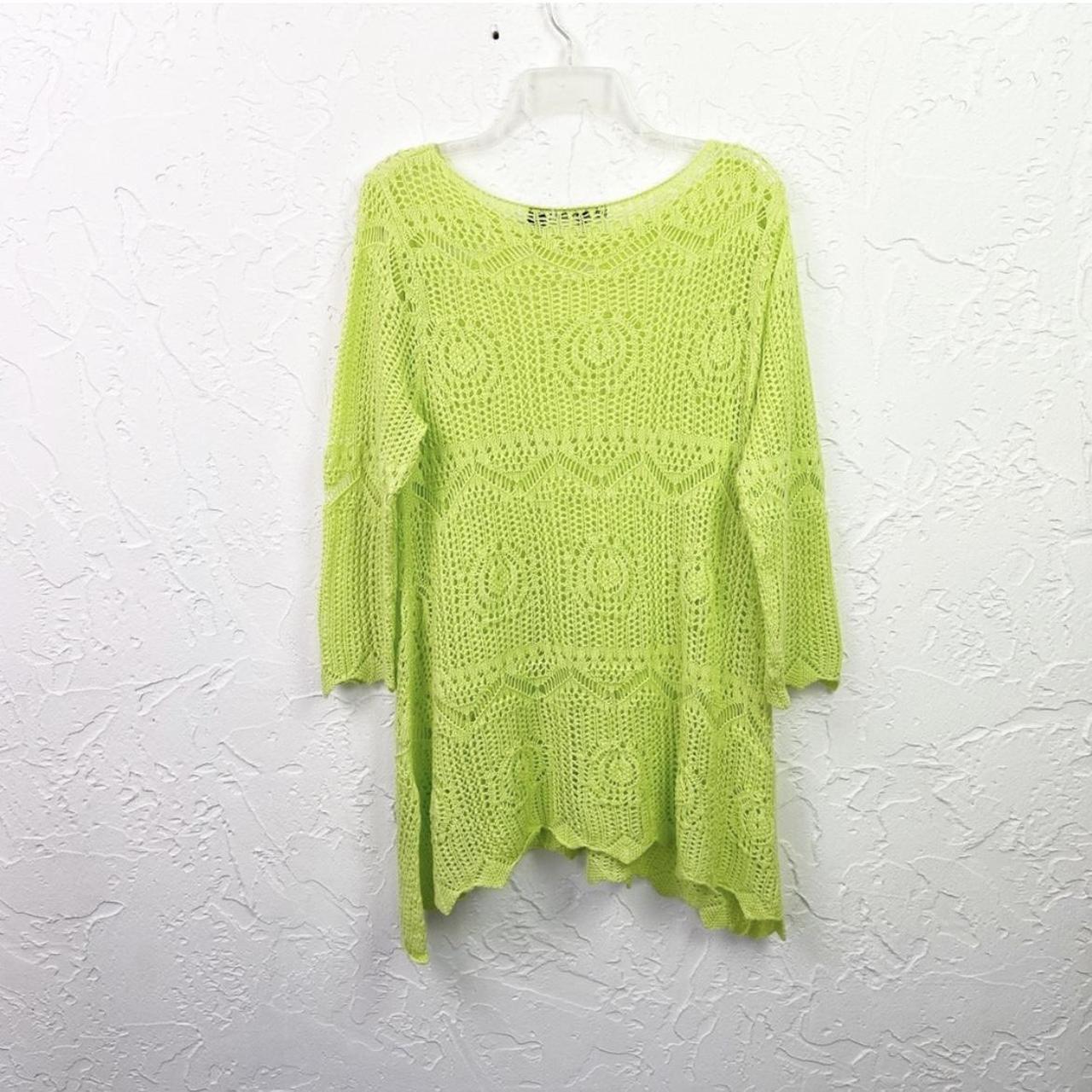 Bright Neon Green Crochet Tunicmini Dress Size Depop 