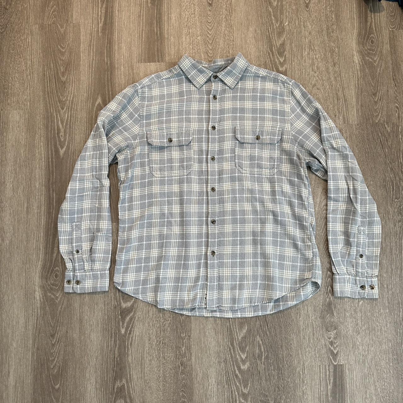 Goodfellow & Co L Gray Plaid Flannel Button Up Shirt - Depop