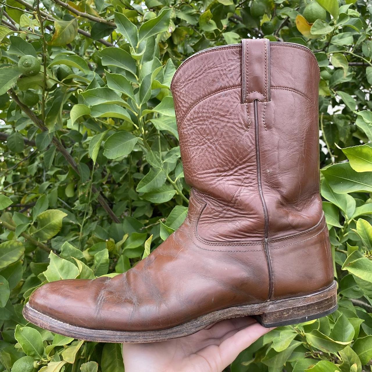 Justin leather boots! Full leather working / cowboy... - Depop