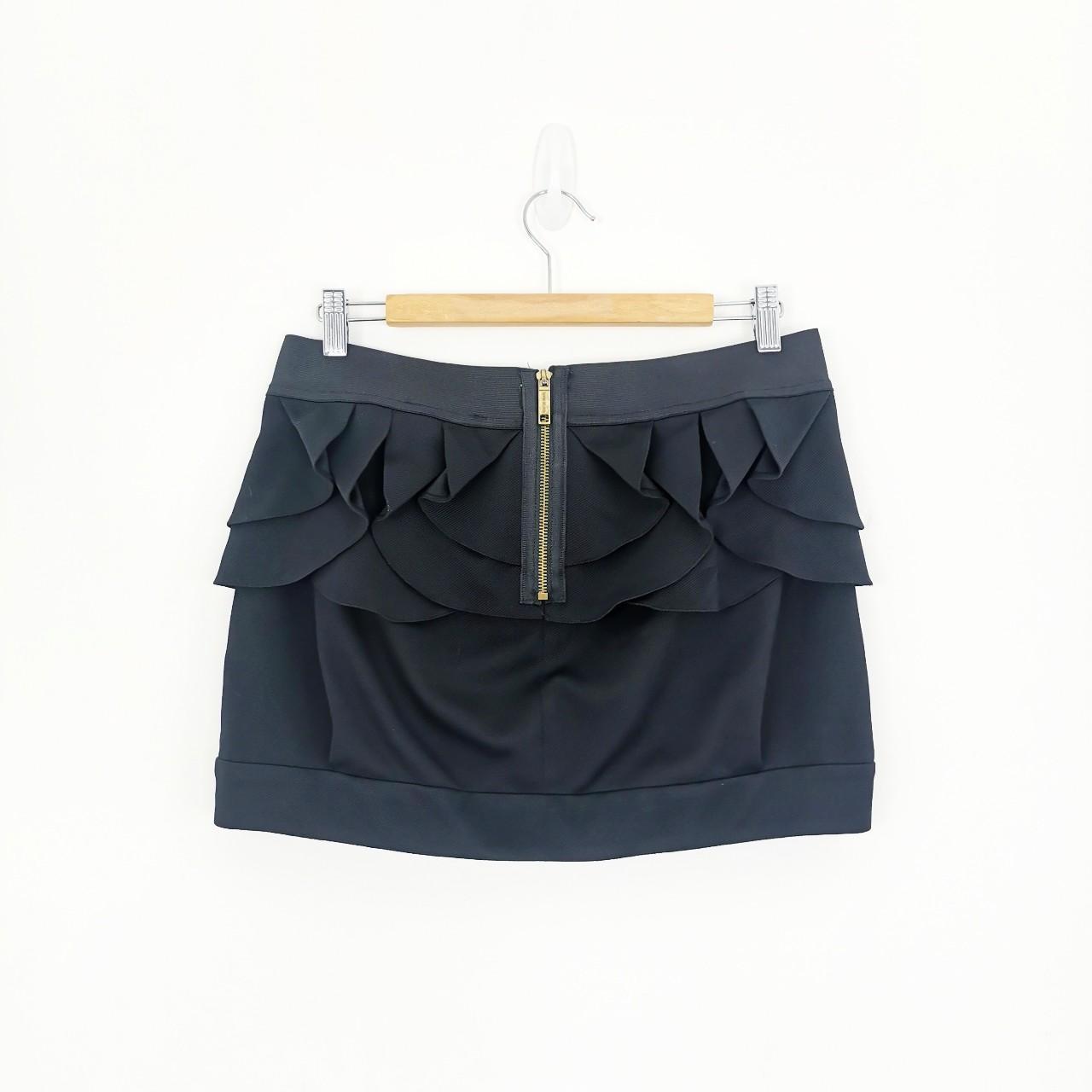 00's Black Ruffle Peplum Detail Mini Skirt Depop