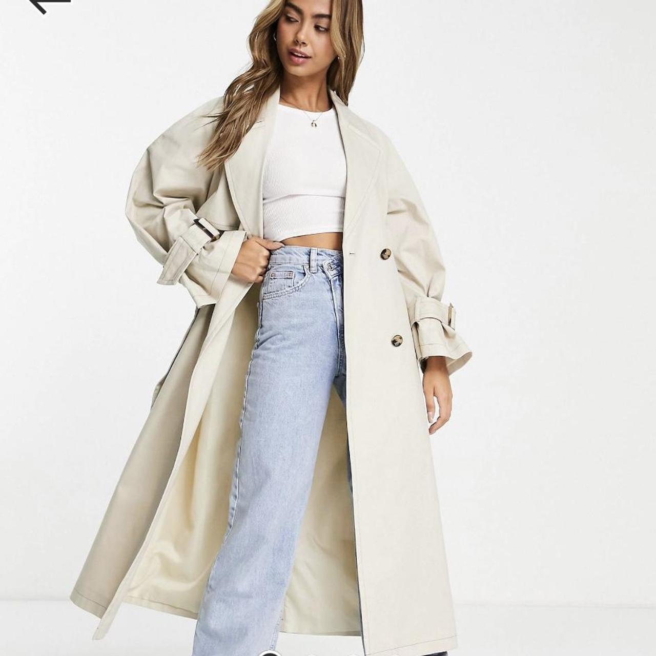 ASOS Women's Cream and Tan Coat | Depop