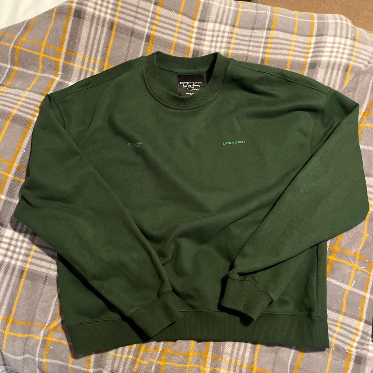 Unknown London bottle green crewneck Embroidered... - Depop