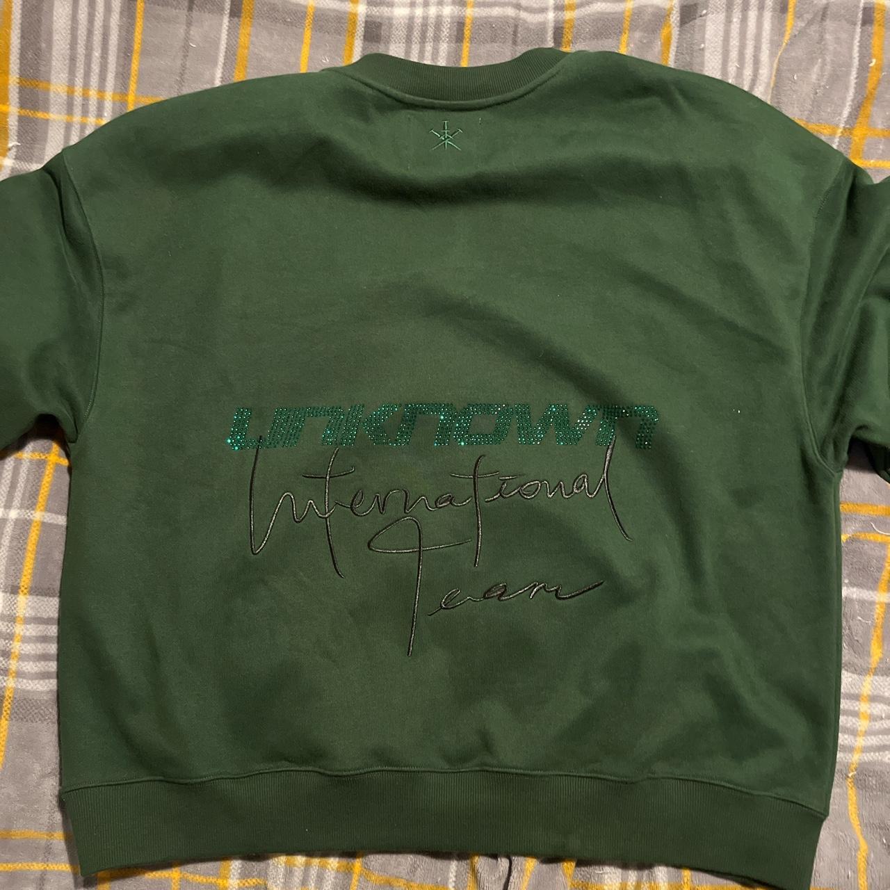 Unknown London bottle green crewneck Embroidered... - Depop