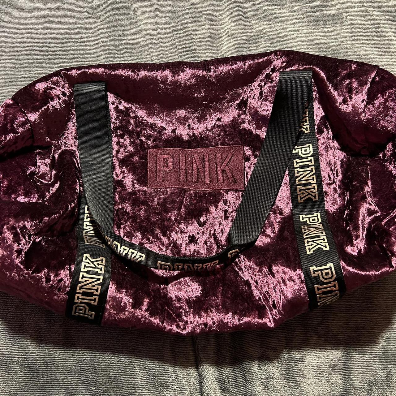 Pink velvet duffle bag sale