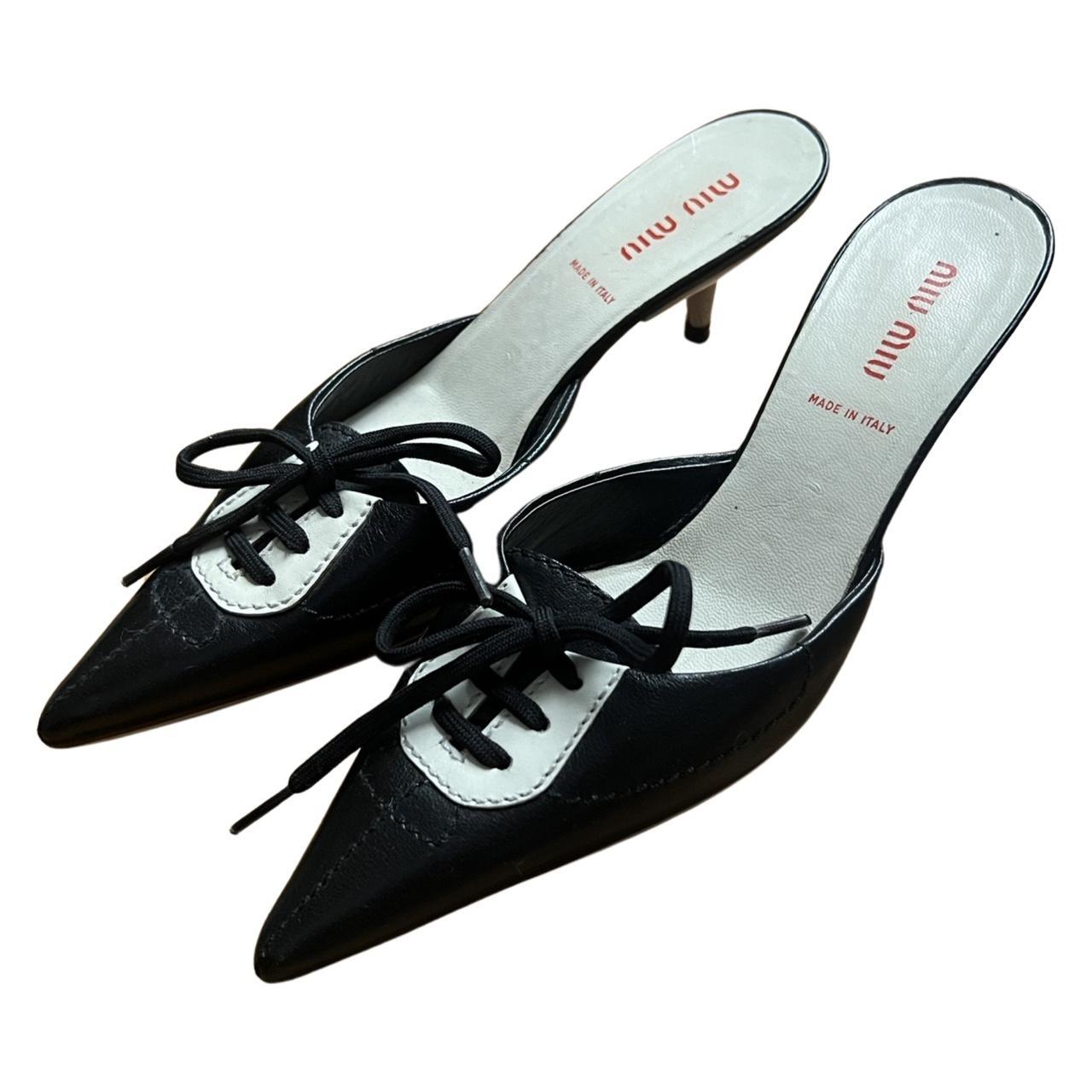 Authentic vintage Miu Miu sporty lace up kitten heel... - Depop