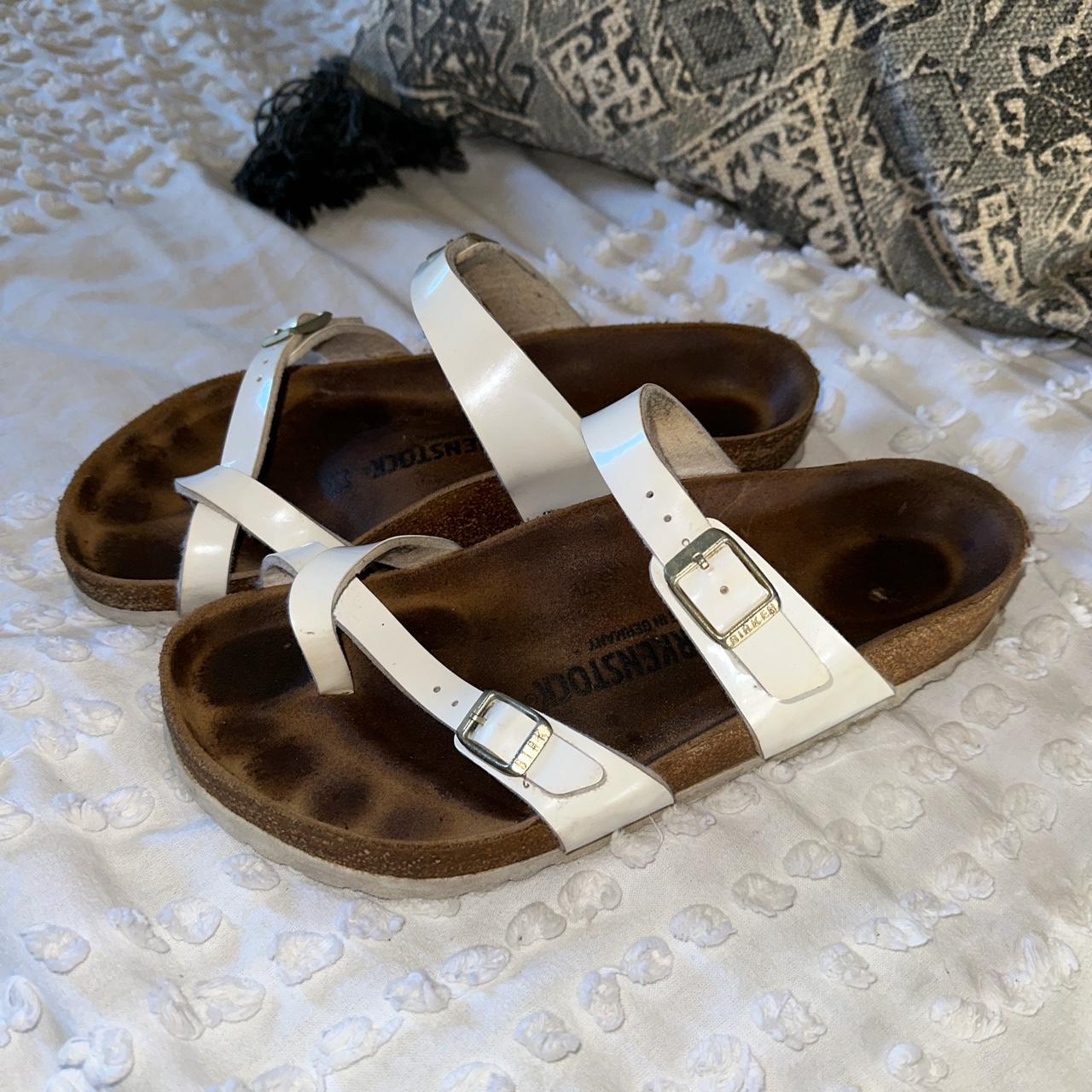 White Birkenstocks , I’ve had these for like 5 years... - Depop