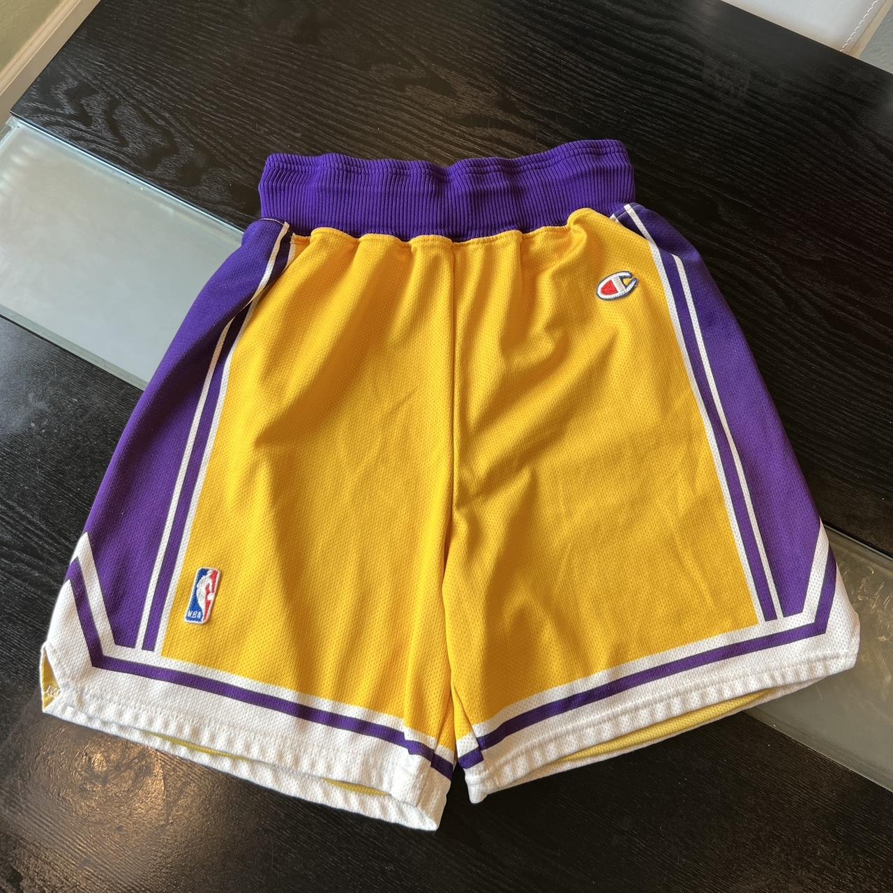 Los Angeles Lakers Vintage Champion Basketball Short Yellow and Black Color  Shorts Men's