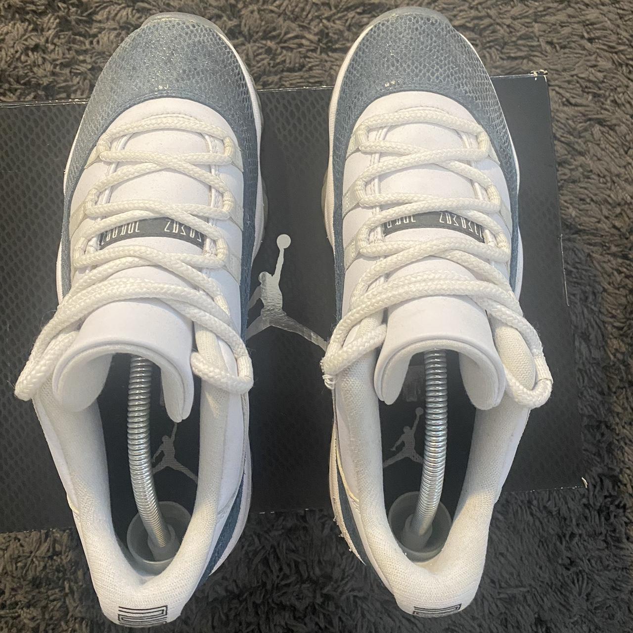 blue and white snakeskin jordans