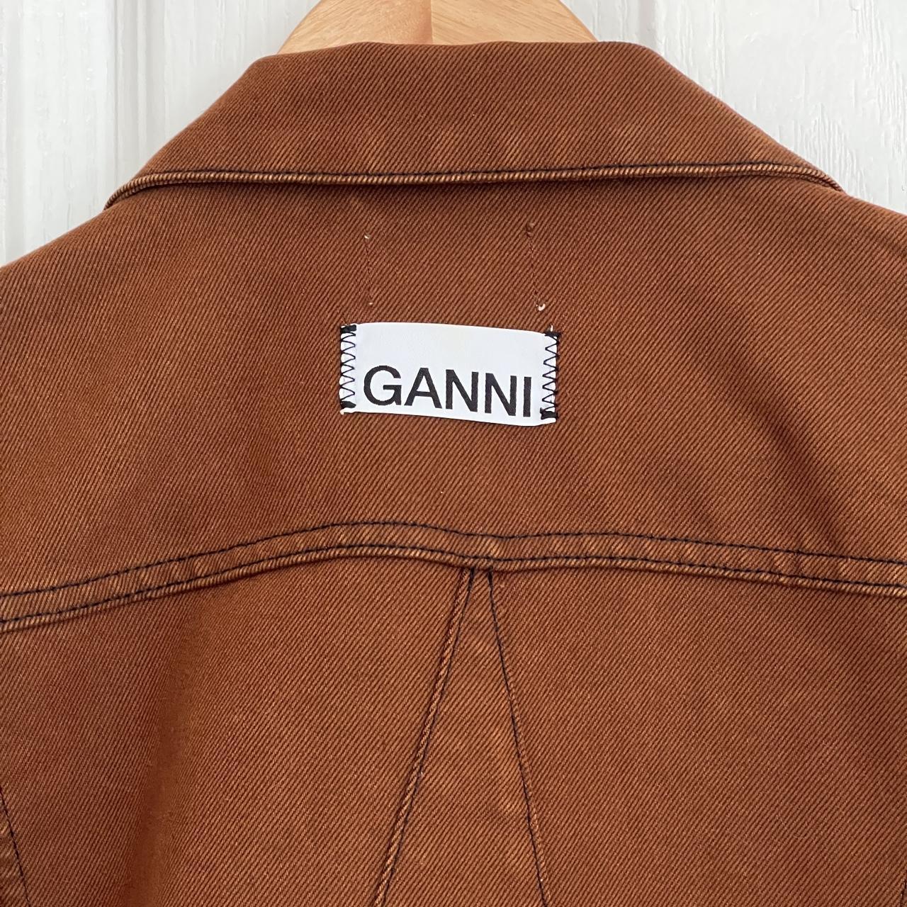 Ganni rust brown denim jacket with silver Depop