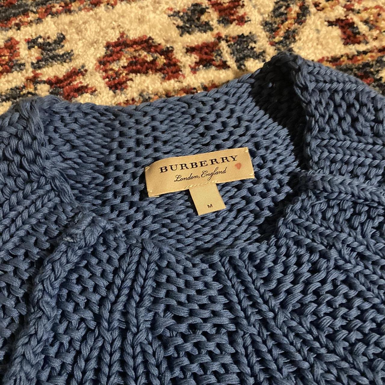 Burberry Blue Heavyweight Knit Jumper Size Medium... - Depop