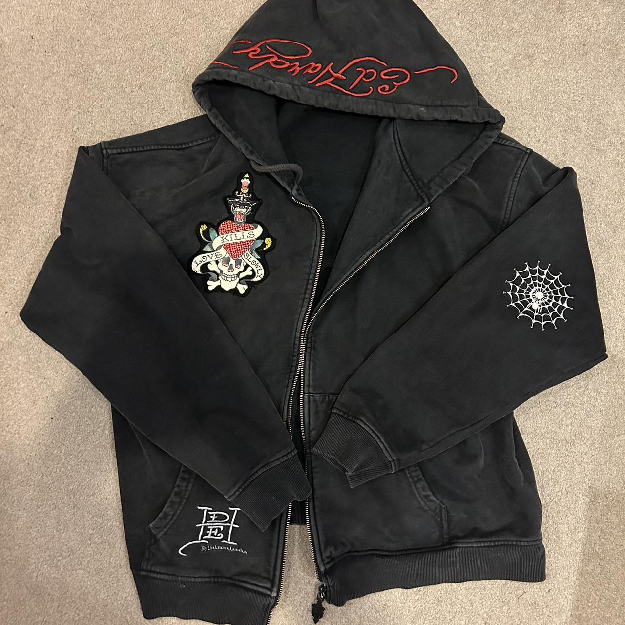 ed hardy x unknown london collab black zip up... - Depop