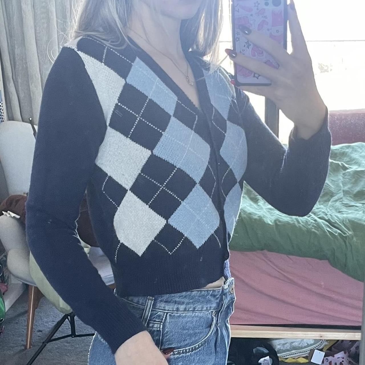 the iconic viral brandy argyle sweater / cardigan... Depop