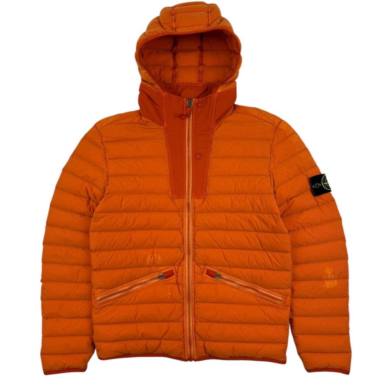 Orange stone island puffer best sale