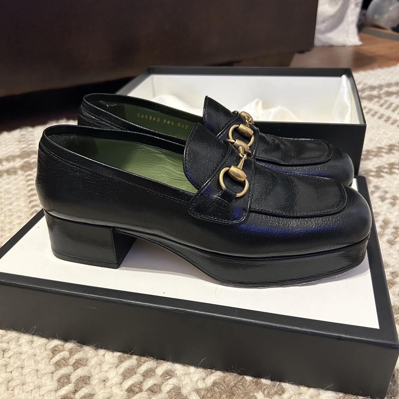 Gucci women's store black leather loafers