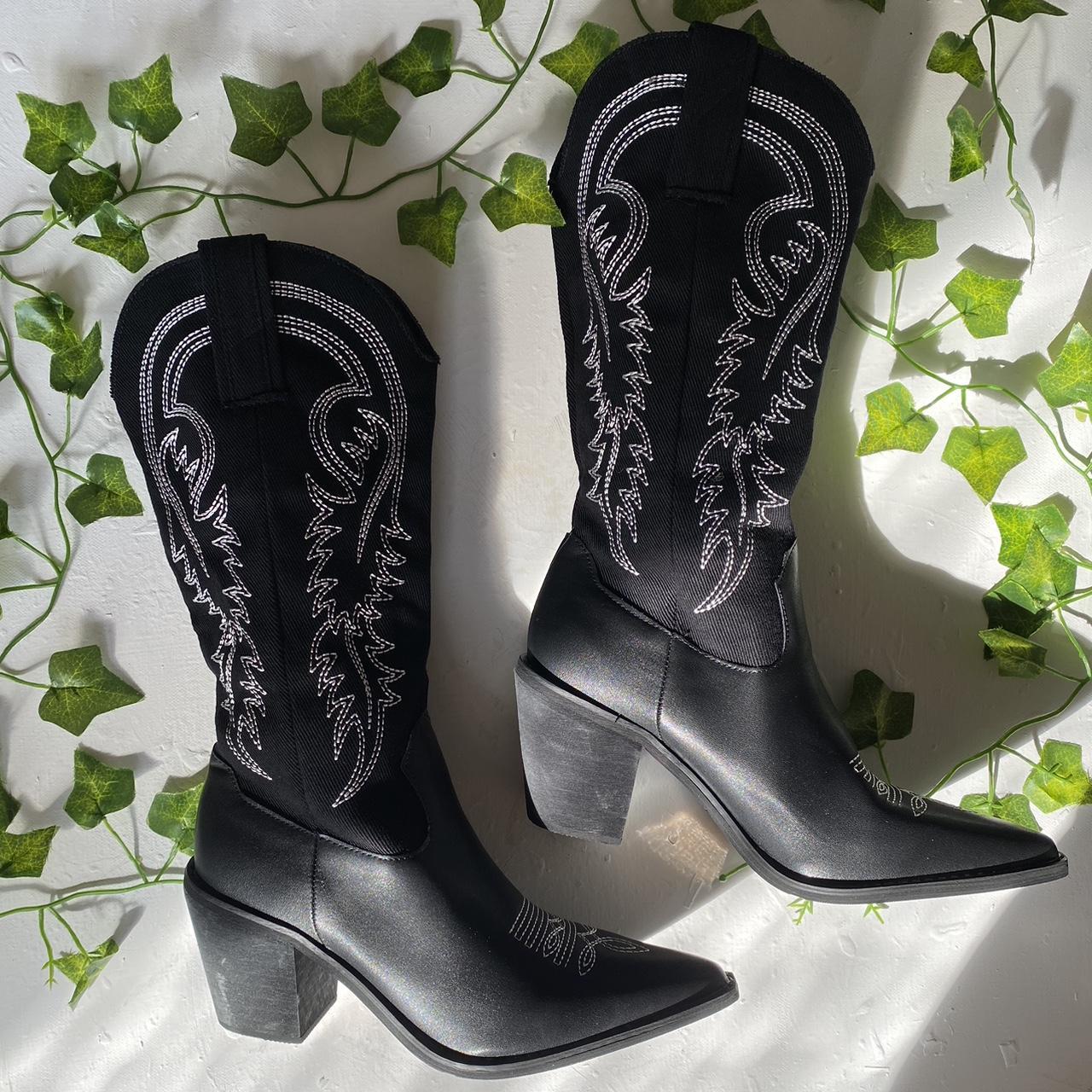 Black cowboy boots Size 6 & 5 available Brand new! - Depop