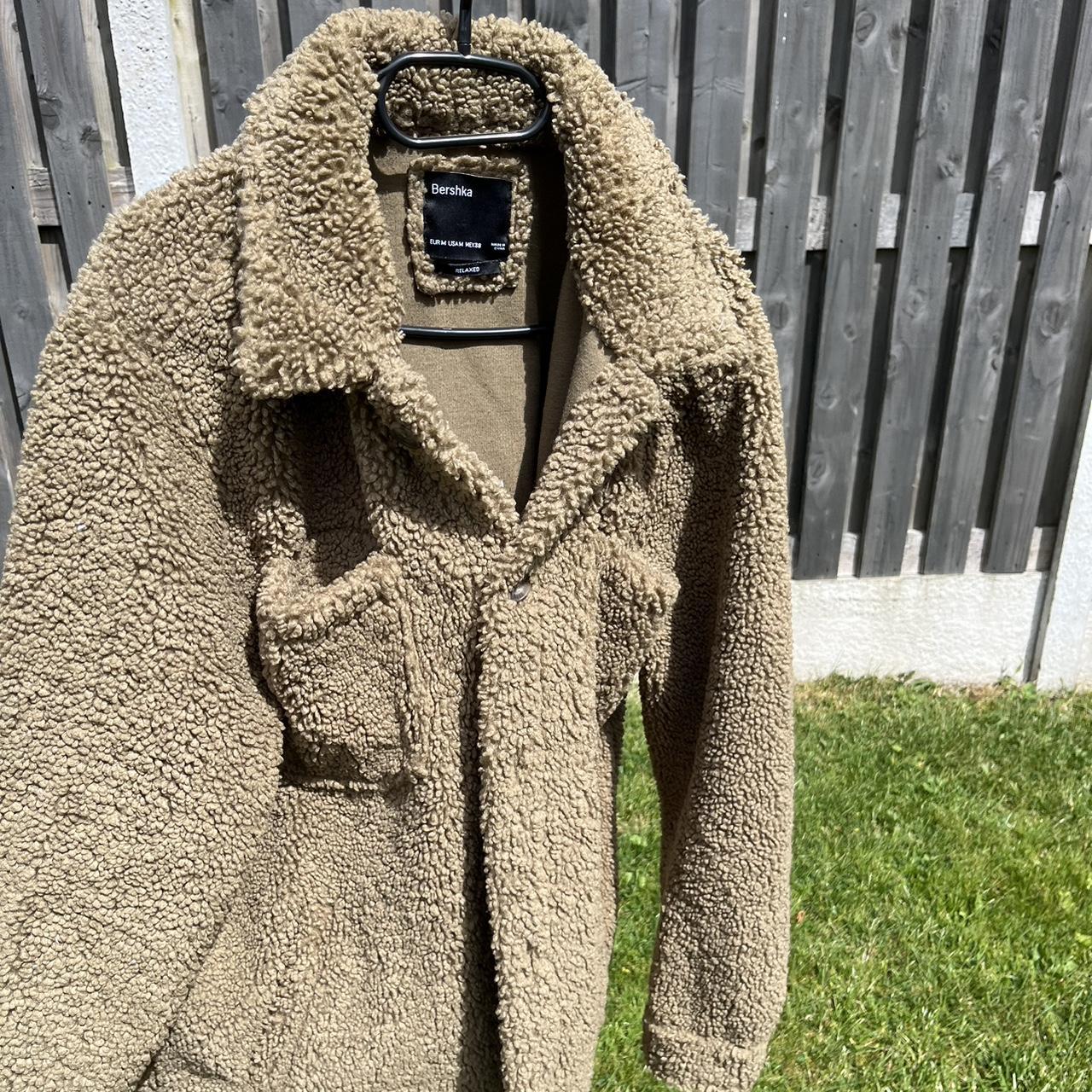 bershka teddy bear hooded jacket mens xs womens small Depop