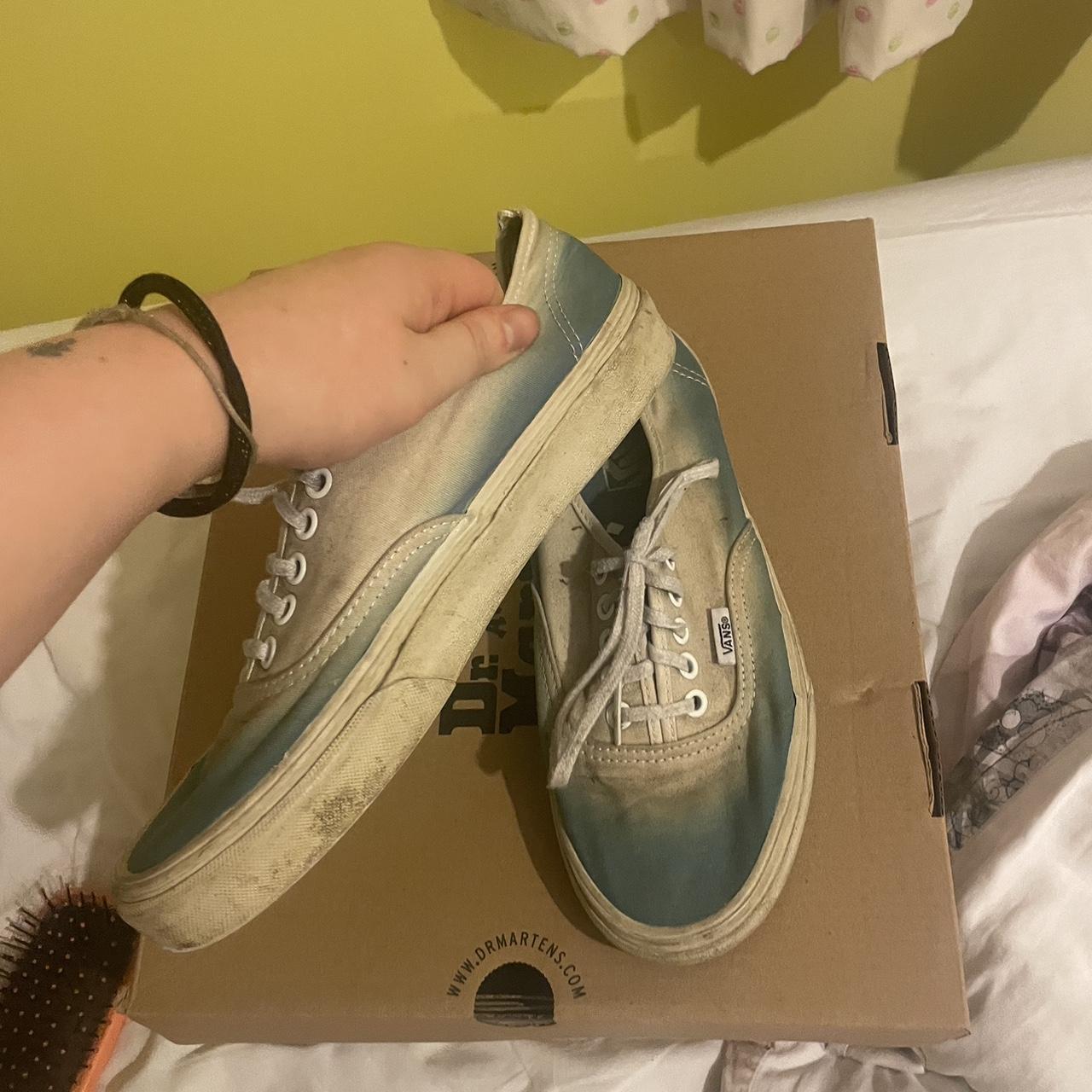 Blue and white two tone vans - quite well worn as... - Depop