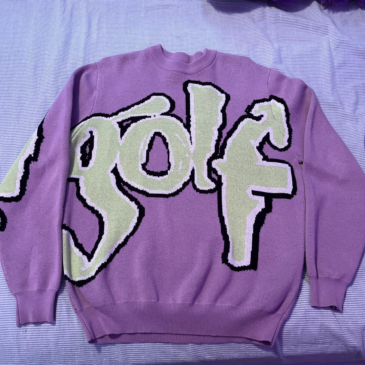 Golf Wang Men's Purple and Green Jumper Depop