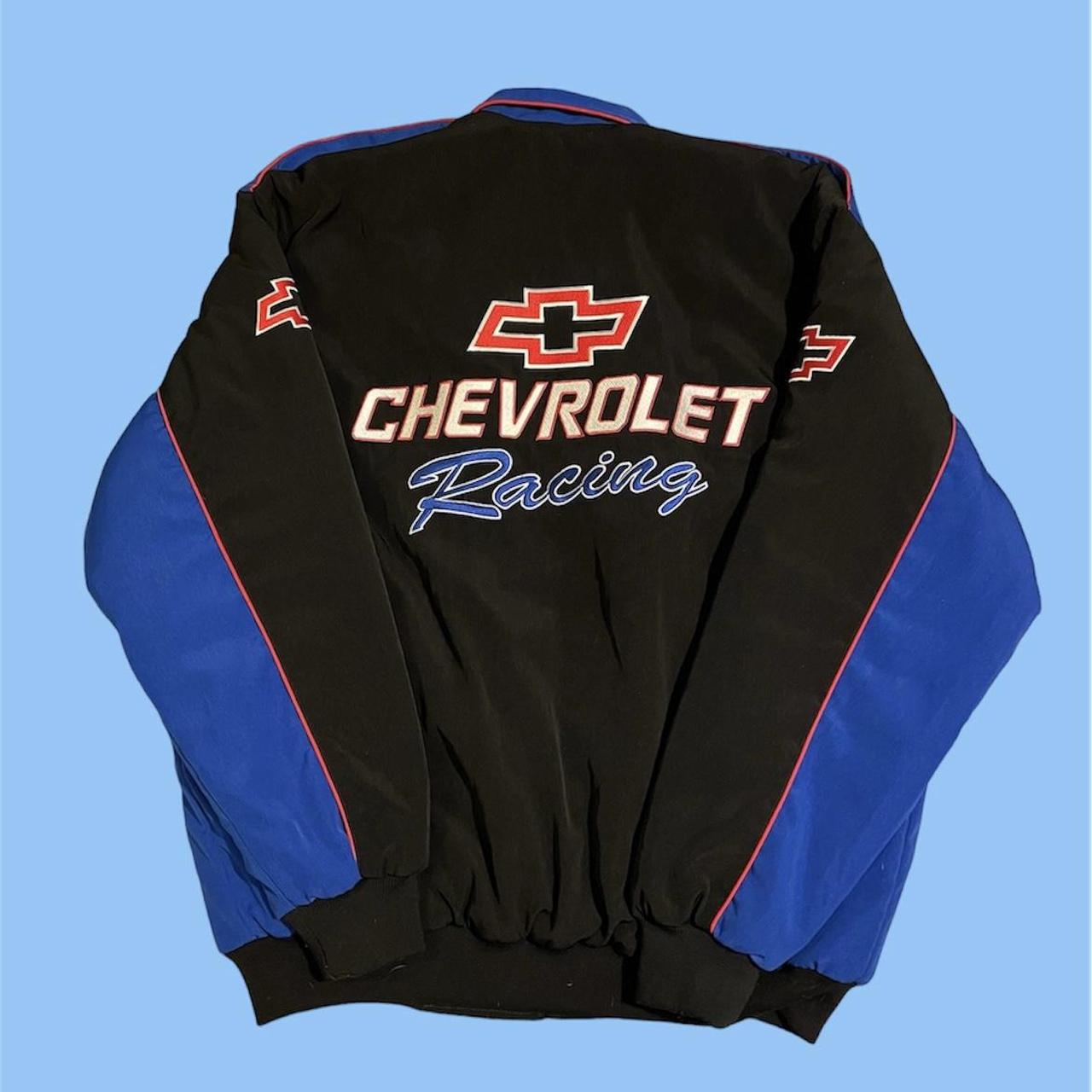 Chevrolet Racing Jacket Blue Black Red Mens Size... - Depop