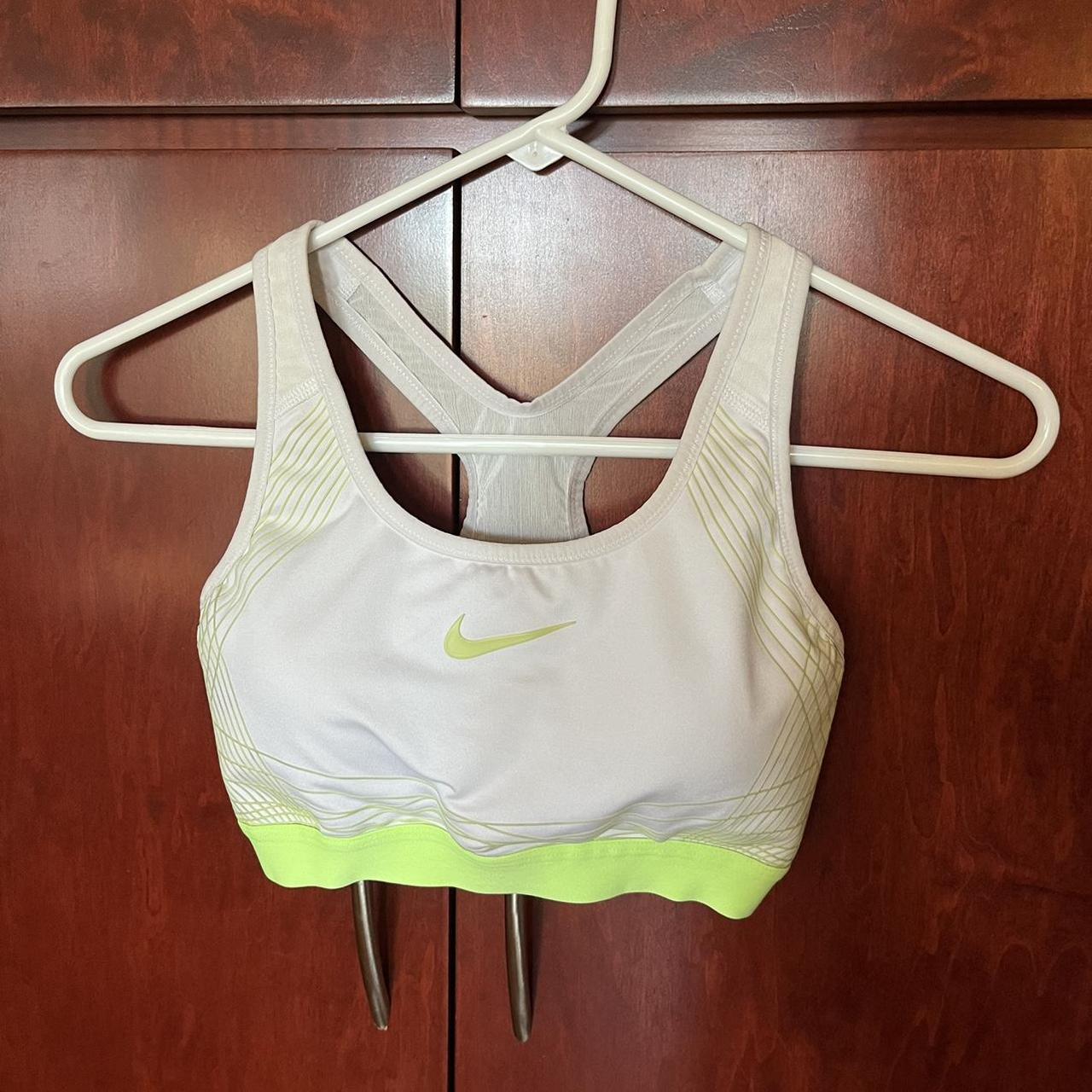 Vintage Nike sports bra. Neon stripe. Size small. - Depop