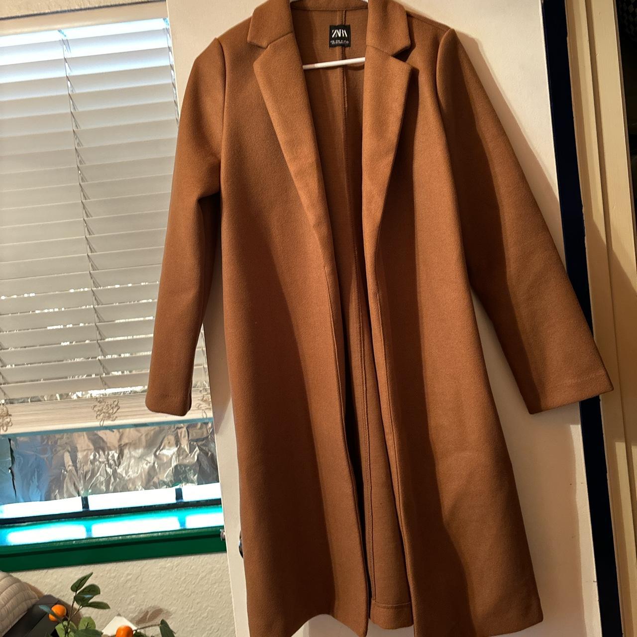 ZARA solid caramel brown coat For reference I am 5’0... Depop