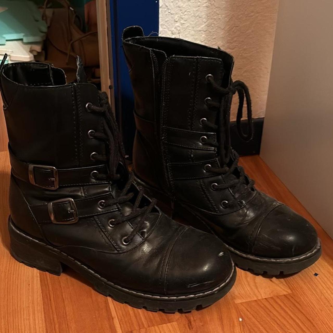 Black combat boots Pulled them out from storage so... - Depop