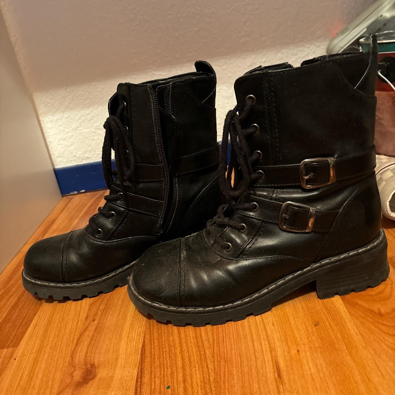 Black combat boots Pulled them out from storage so... - Depop