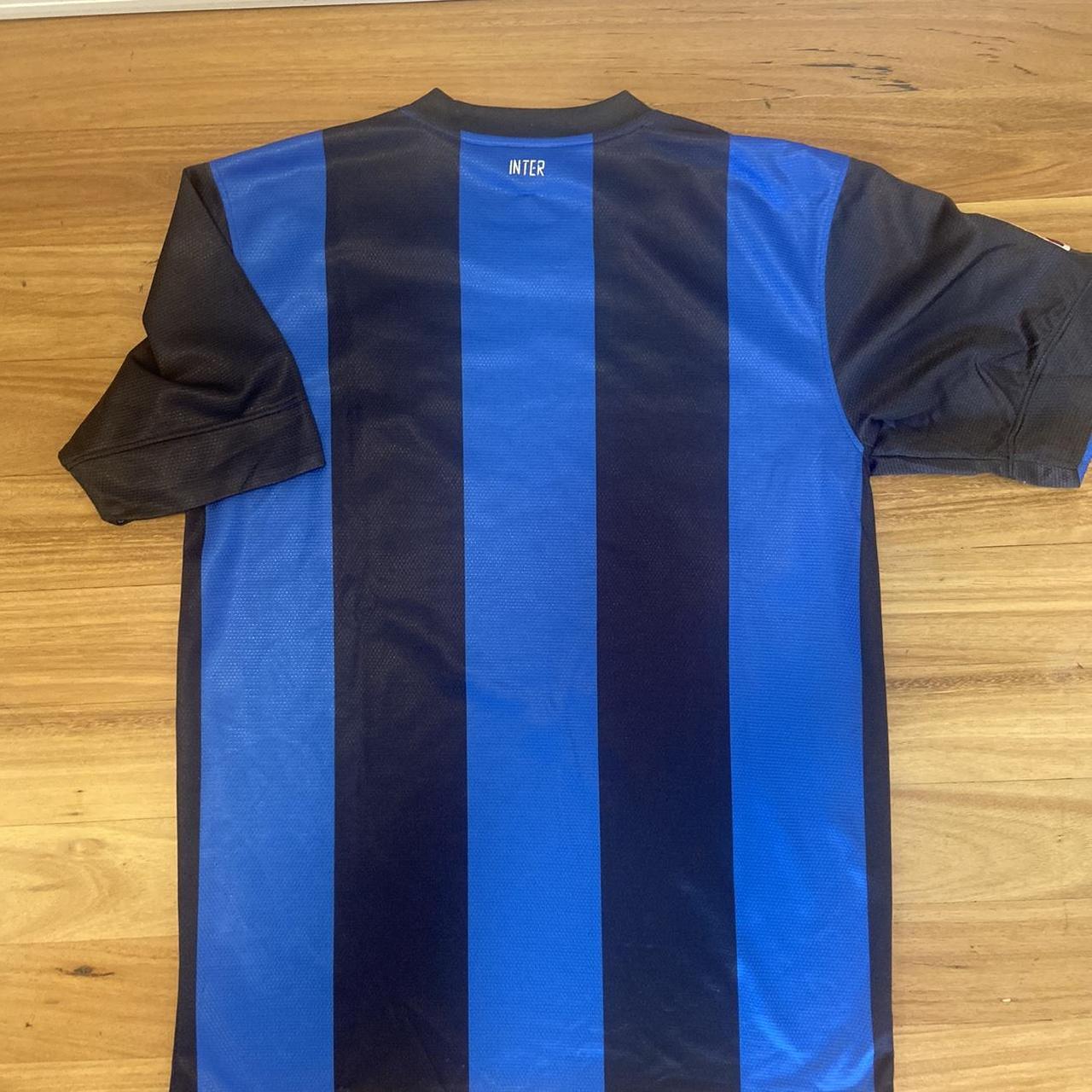 Vintage inter Milan soccer jersey top shirt - blue... - Depop