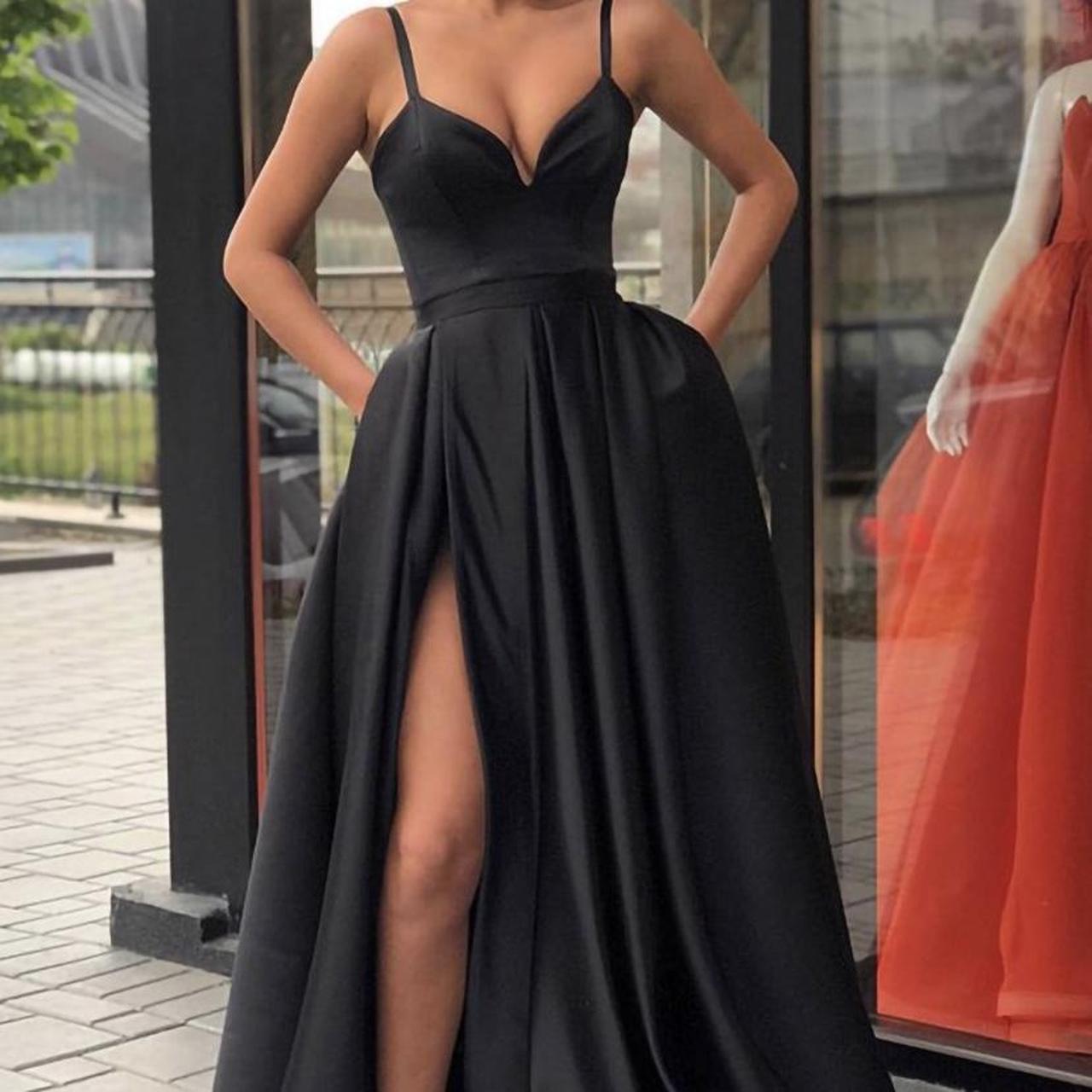 black prom dress. worn once. excellent condition.... - Depop