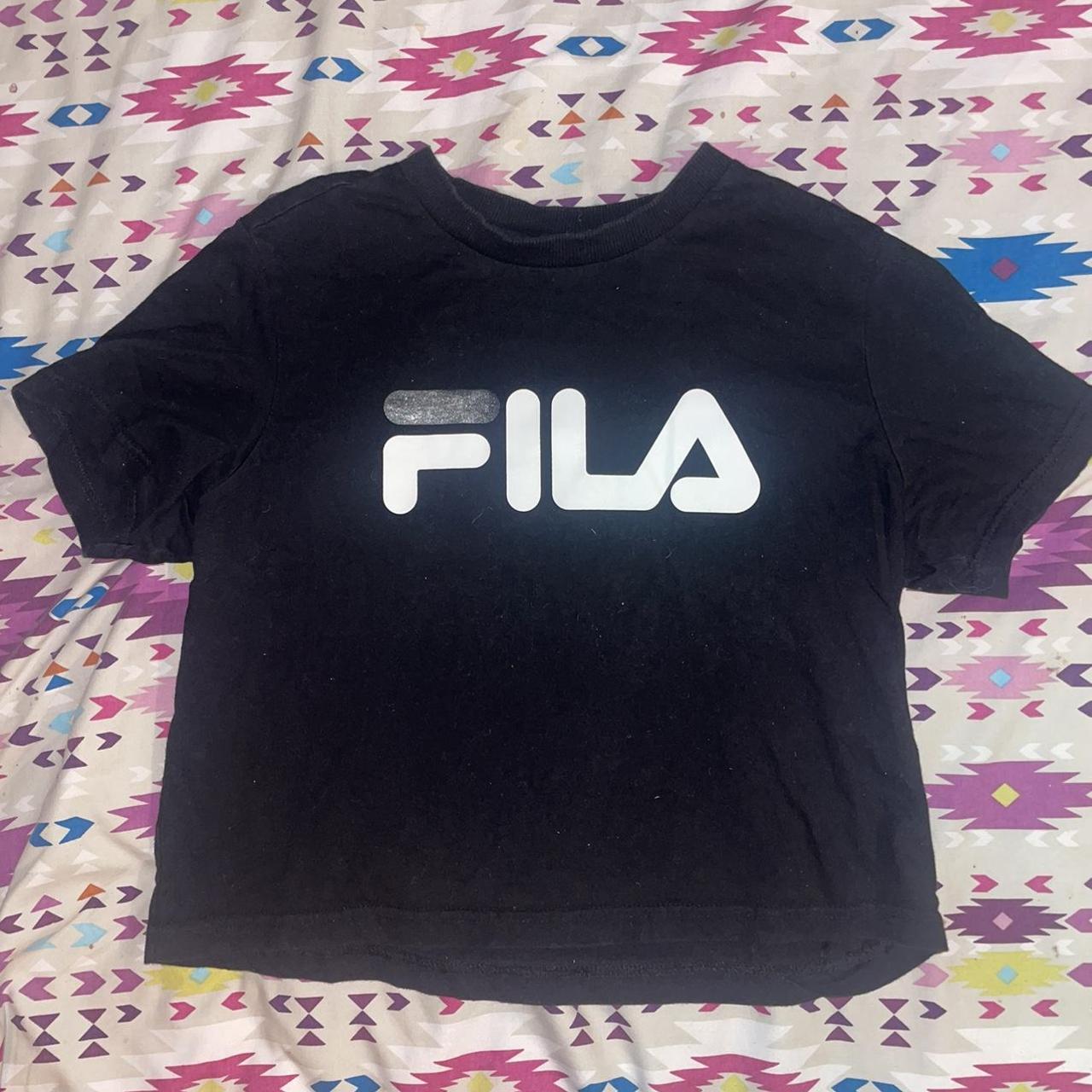 Black Fila Crop Top Size M Depop