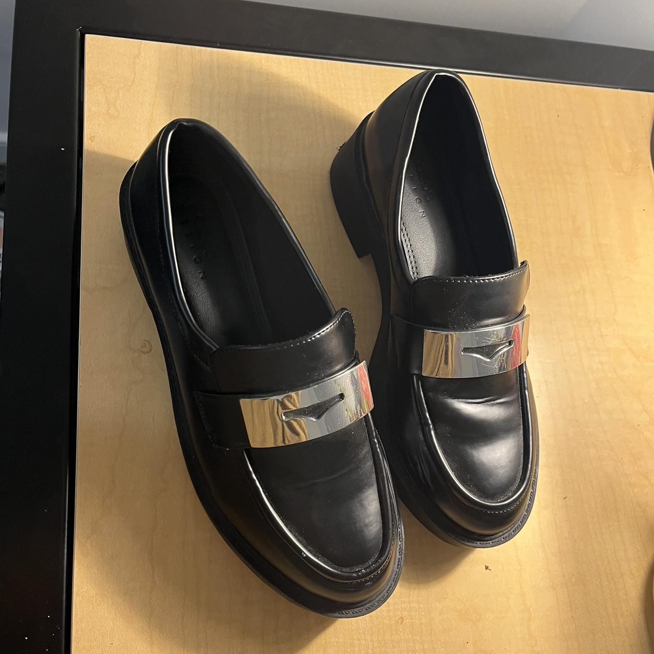 ASOS black women’s chunky loafers with silver detail... Depop