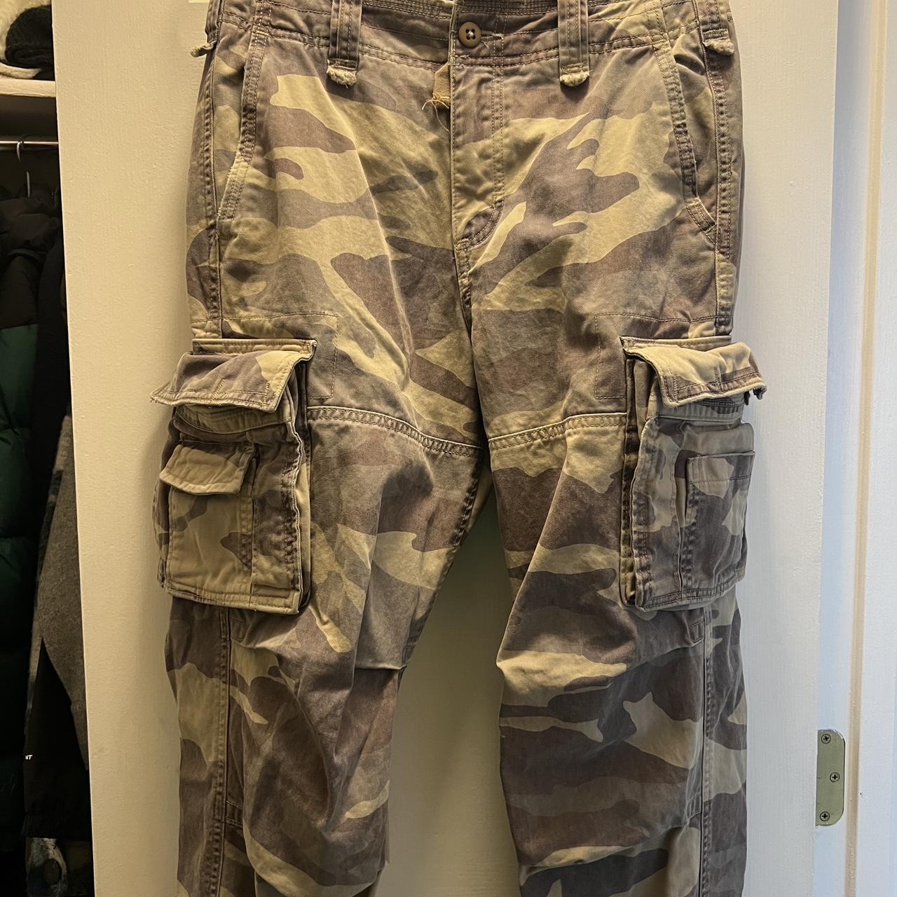 Bigdude Elasticated Waist Cargo Camo Trousers Khaki | BigDude