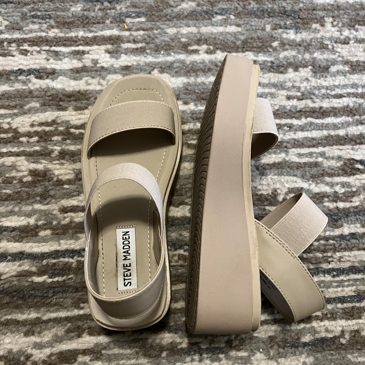 Knock Off Steve Madden Platform Sandals Steve Madden platform sandals in black and tan -... - Depop