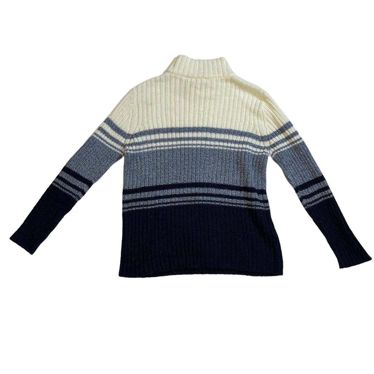 Vintage Bobbie Brooks Sweater Womens Size Large Cream Blue Striped