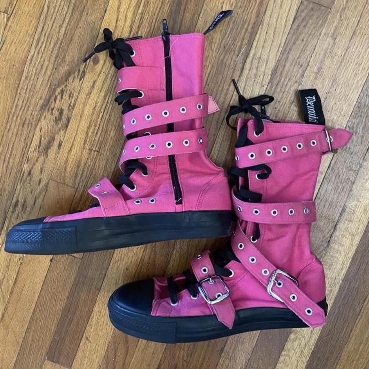 Pink Demonias Demonia Shoes ASHES-57 Baby Pink Platform Boots Buy