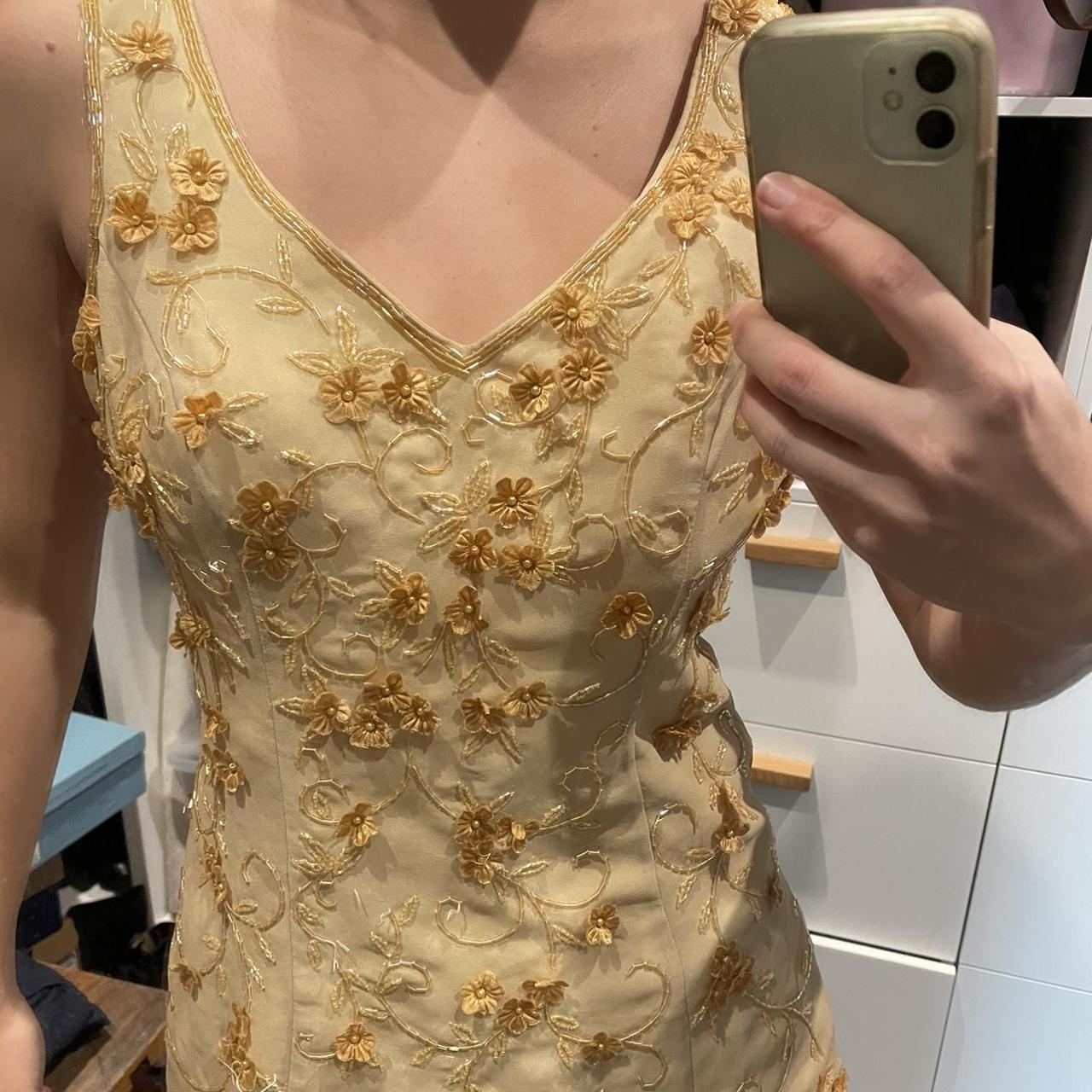 Amazing beaded vintage yellow top. Slightly too big... - Depop