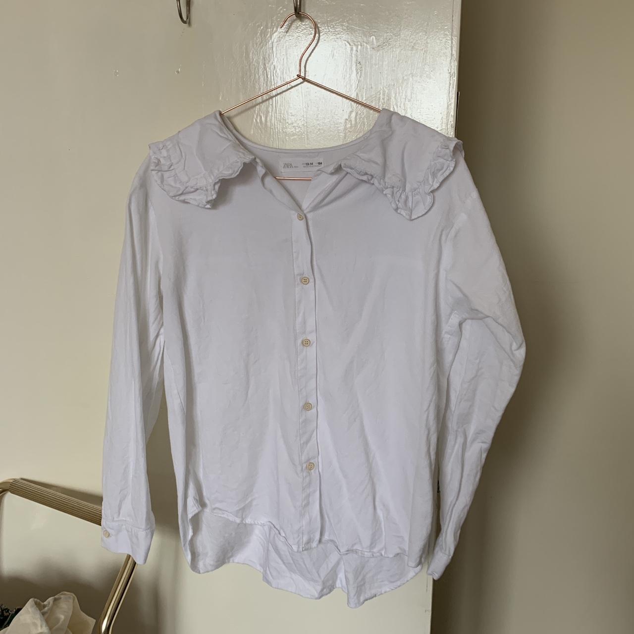 Zara Girls shirt with ruffle sailor collar. Size... Depop