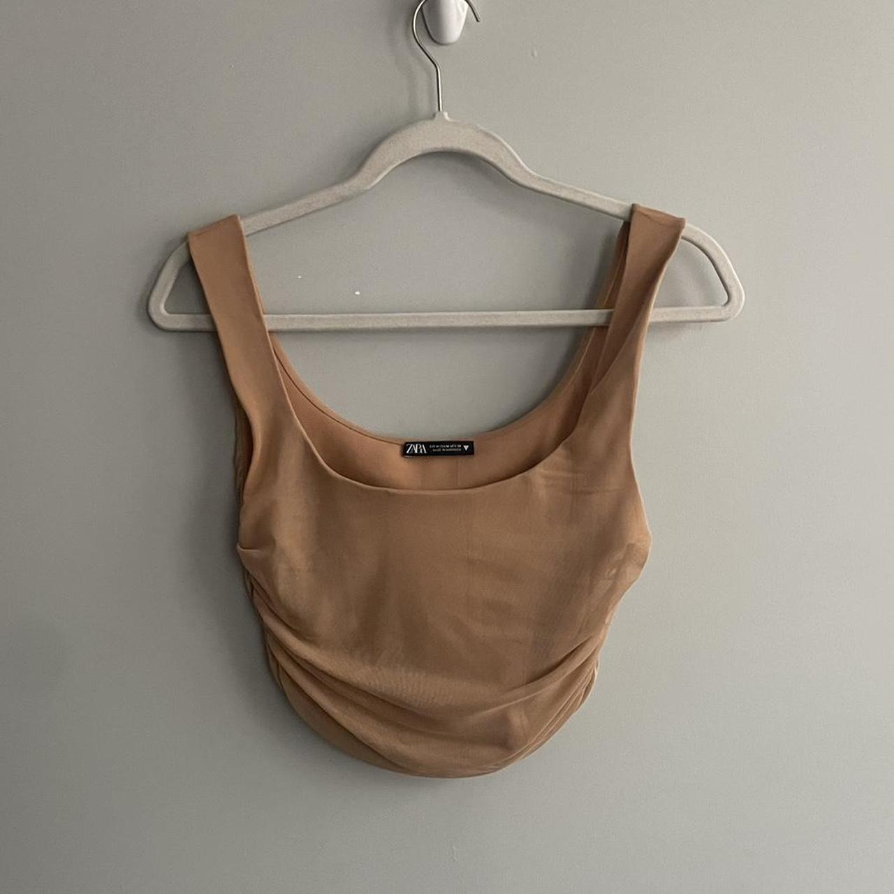Zara nude crop top Brand new #zara#iamgia#whoami - Depop