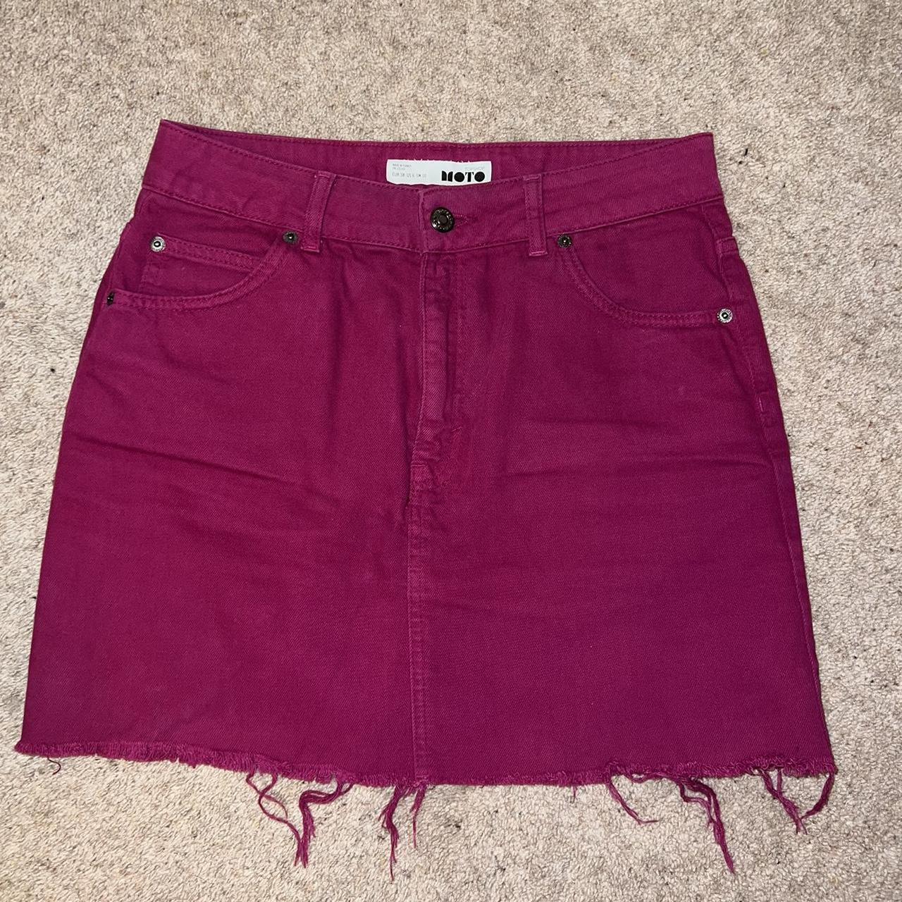 topshop pink/ purple denim skirt Worn about 3 times,... - Depop