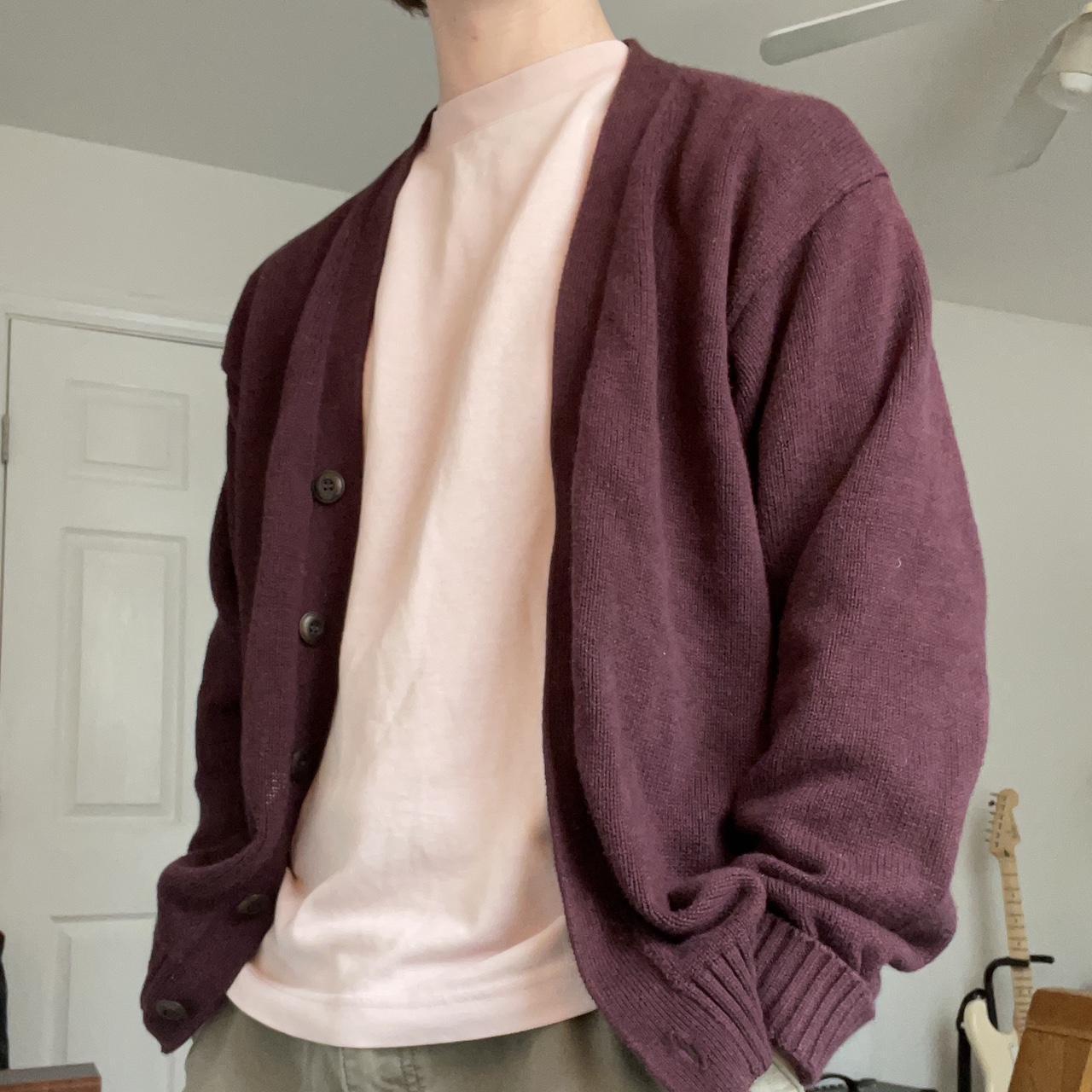 Vintage burgundy LL Bean cardigan size medium.... Depop