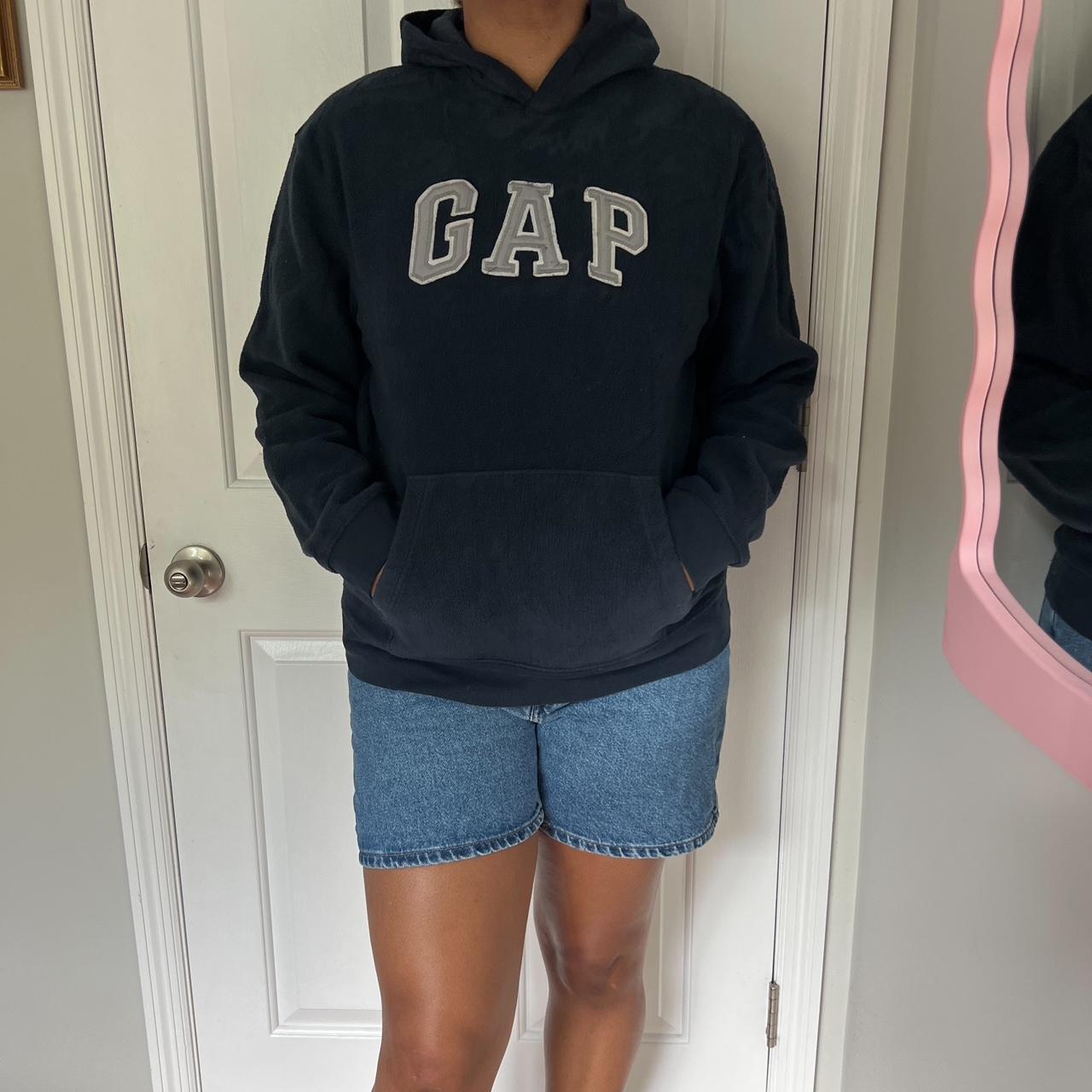 NAVY BLUE GAP FUZZY HOODIE gap sweatshirt very. Depop