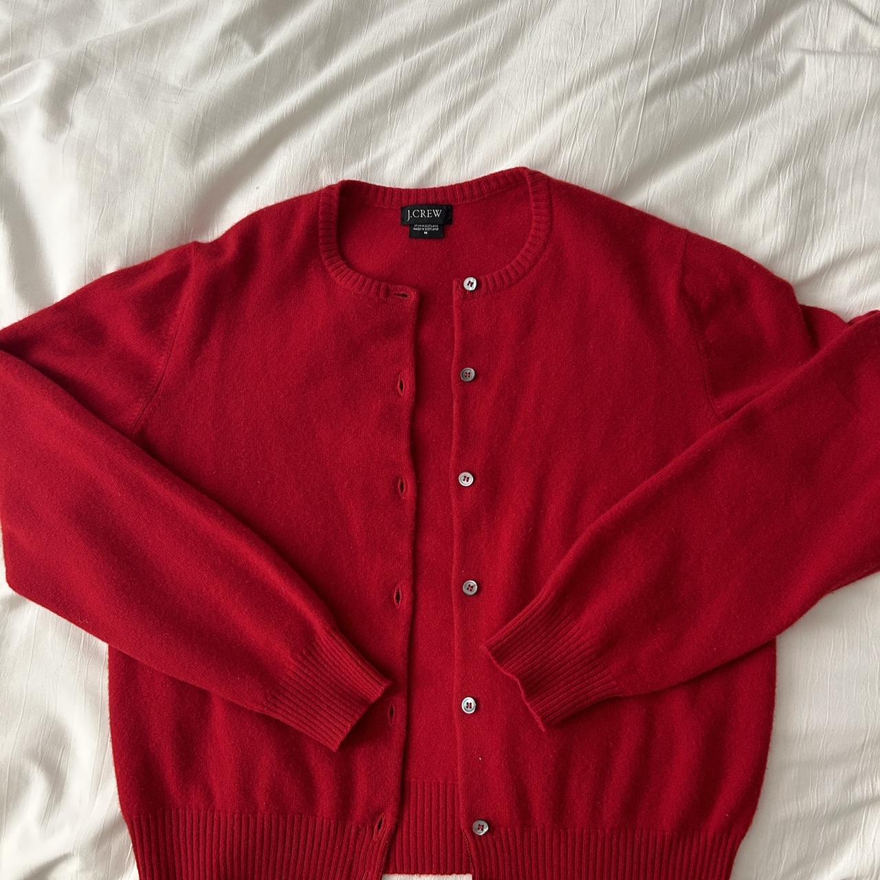 J.Crew Women's Red Cardigan Depop
