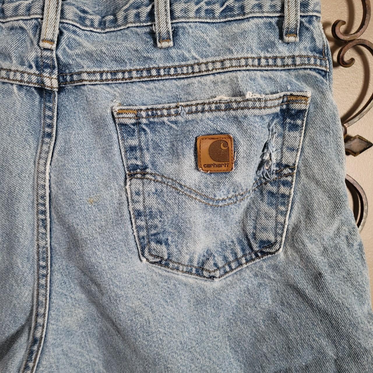 Vintage Upscaled Carhartt Cut Off Shorts waist... - Depop