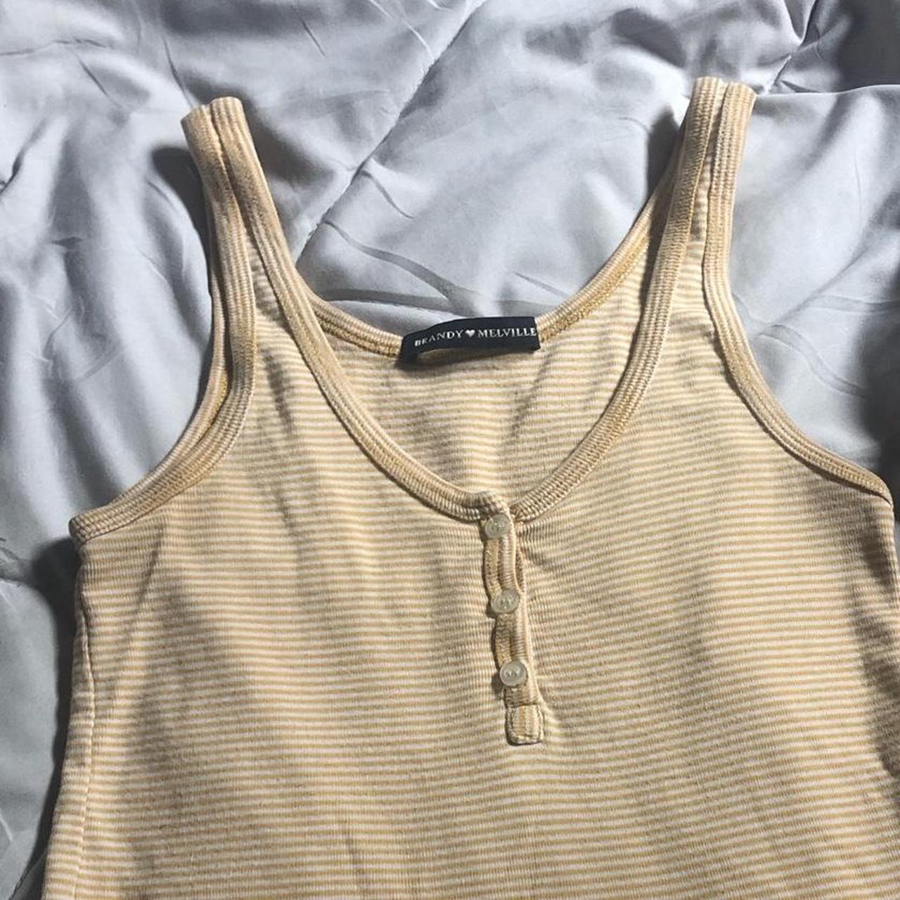 yellow striped brandy melville tank top! preloved... Depop