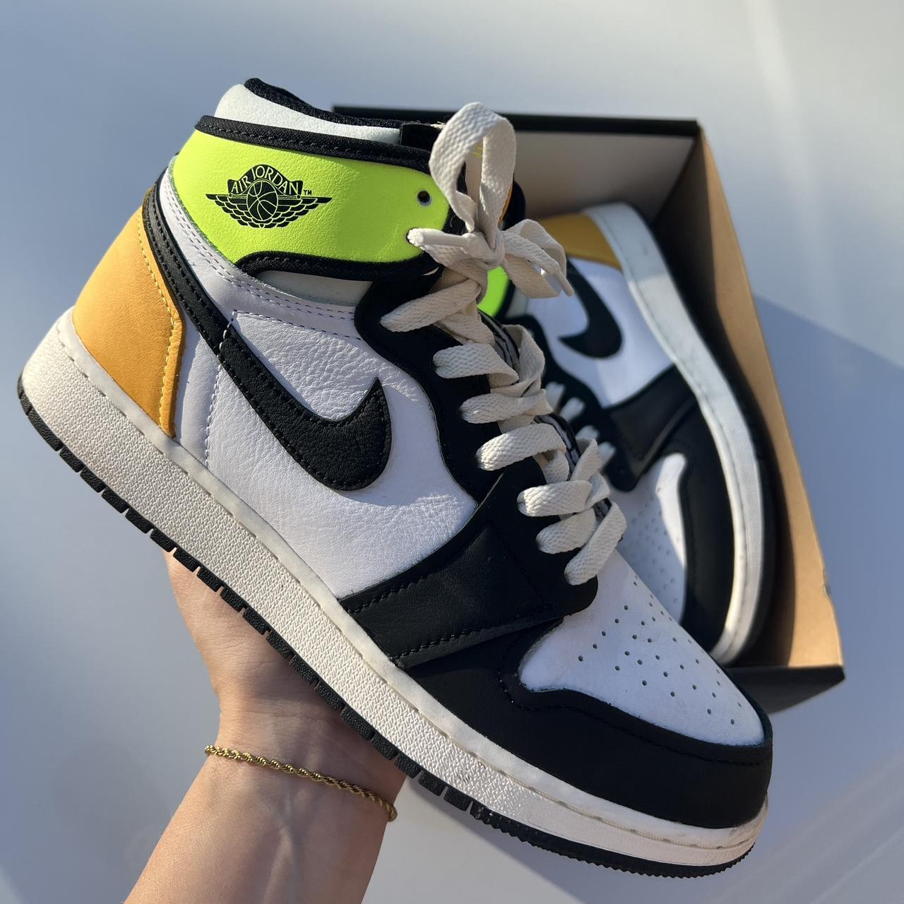 Jordan 1 Volt Gold -Hardly worn, as you can see... - Depop