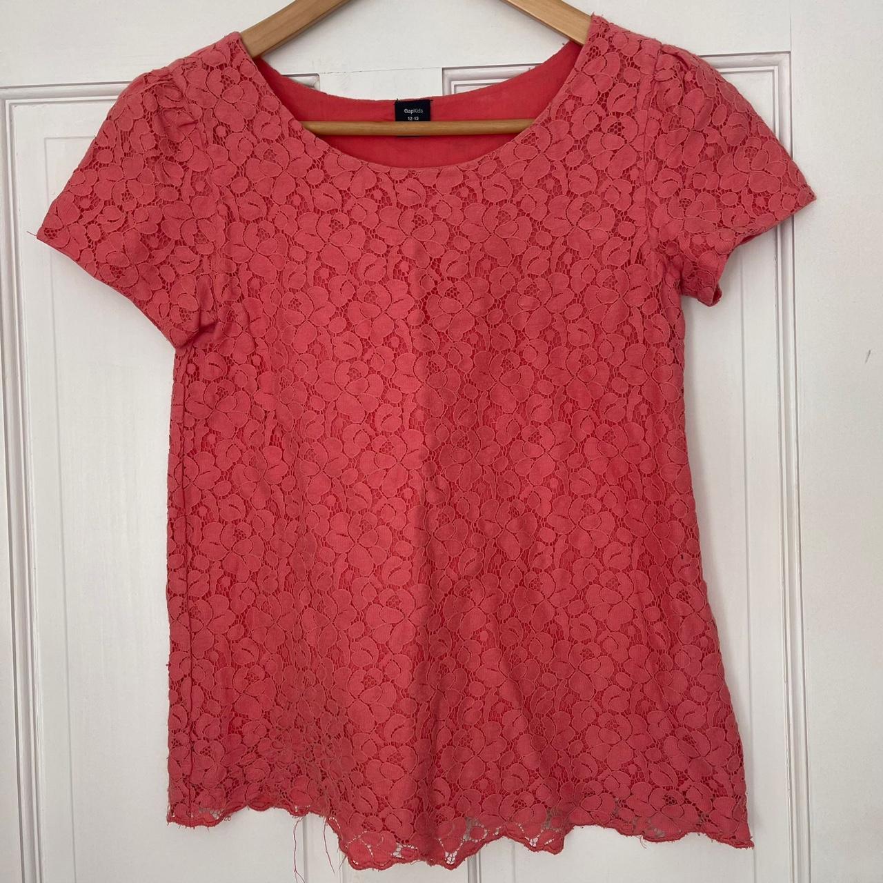 GAP top, UK size 12-13years, peach embroidered, 80%... - Depop