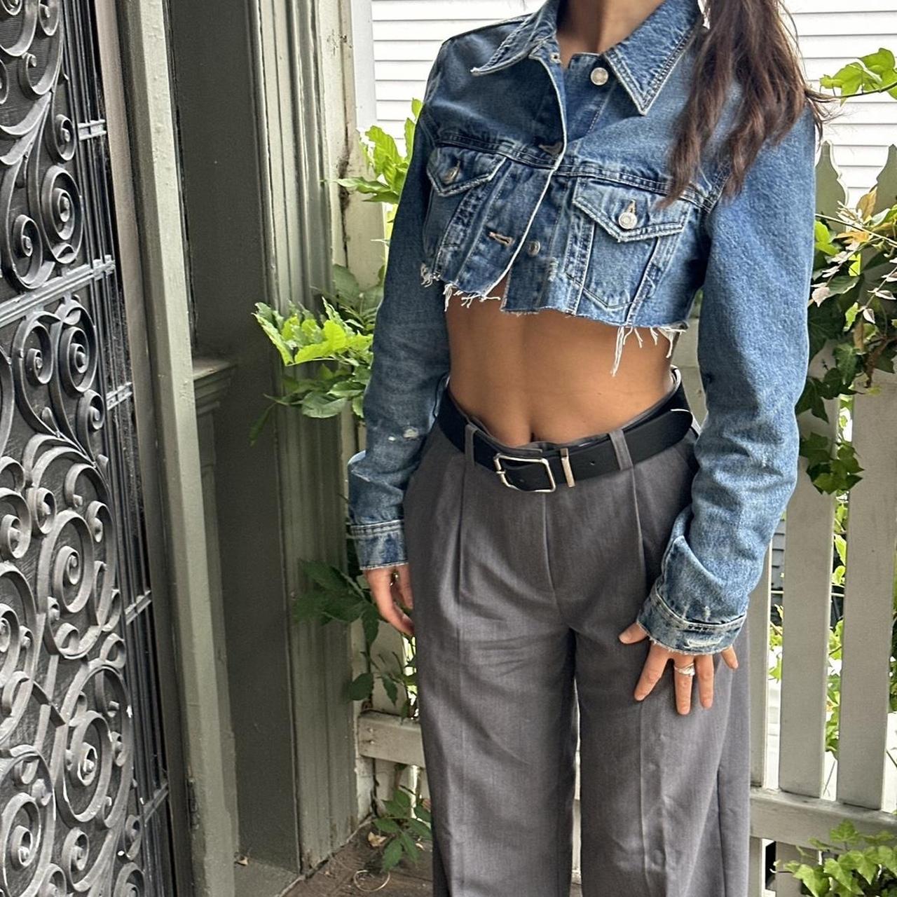 Zara Women's Jean Jackets Cropped Zara Denim Cropped Jacket