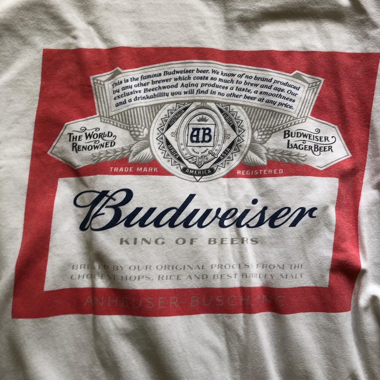 Vintage white Budweiser beer t shirt Really good... - Depop